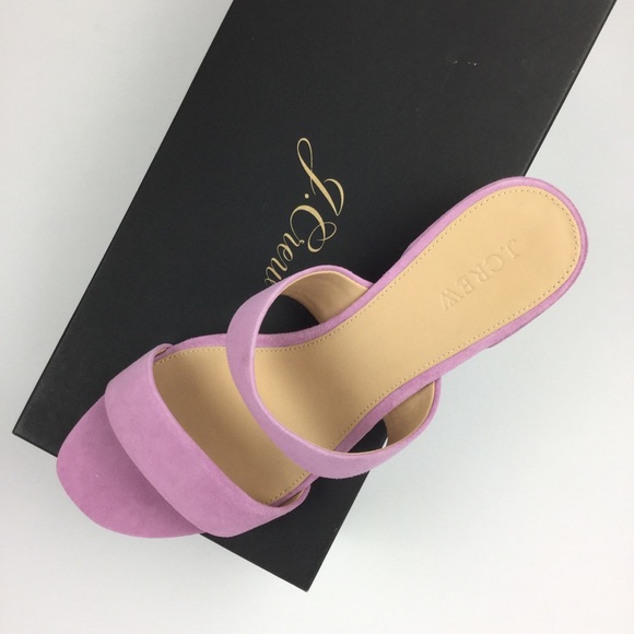 J. Crew NEW Lilac Suede Double Strap Slide Sandals - Picture 2 of 8